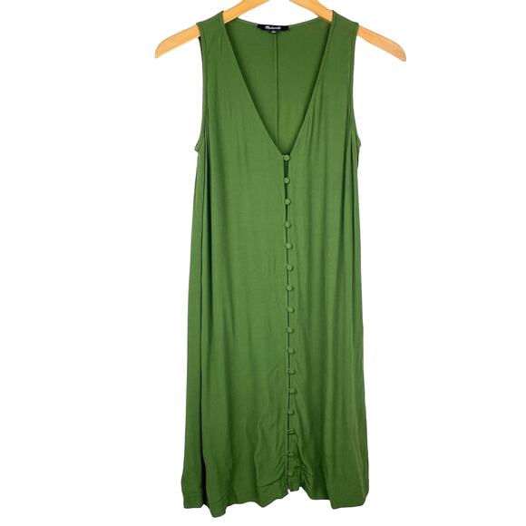 Madewell | Green Button Down Dress Long Shirt XS - Picture 2 of 8
